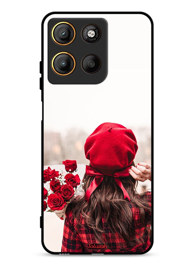 Tolwak Motorola Moto G15 Protective Case Cover Holding Flowers