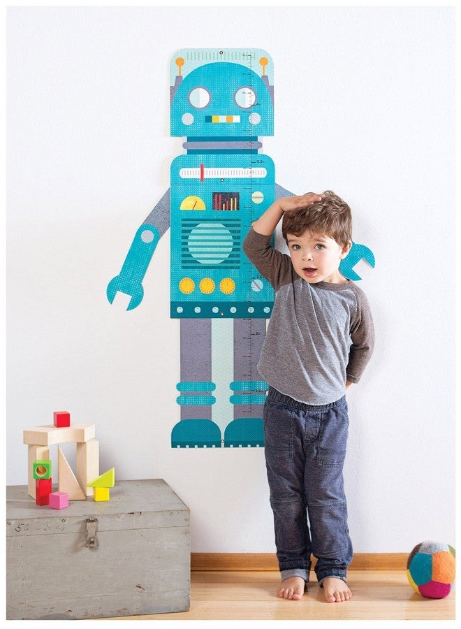Petit Collage Folding Growth Chart Blue Robot - Image 2