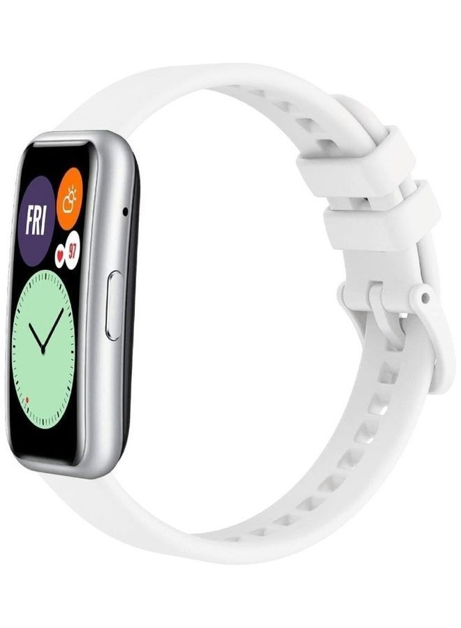 NIBEMINENT Adjustable Silicone Sport Watch Bands Replacement Wristband Compatible With Huawei Fit 2 White  - Image 4