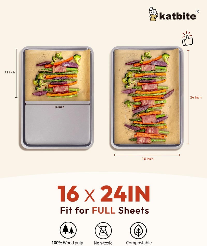katbite Heavy Duty Baking Paper Sheets 100 Pcs, 40.6x61cm Precut Parchment Paper for Baking Cookies, Cooking, Grilling Rack, Oven - Image 2