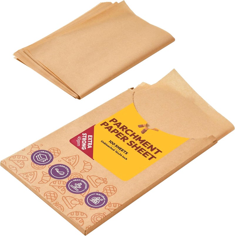katbite Heavy Duty Baking Paper Sheets 100 Pcs, 40.6x61cm Precut Parchment Paper for Baking Cookies, Cooking, Grilling Rack, Oven - Image 1