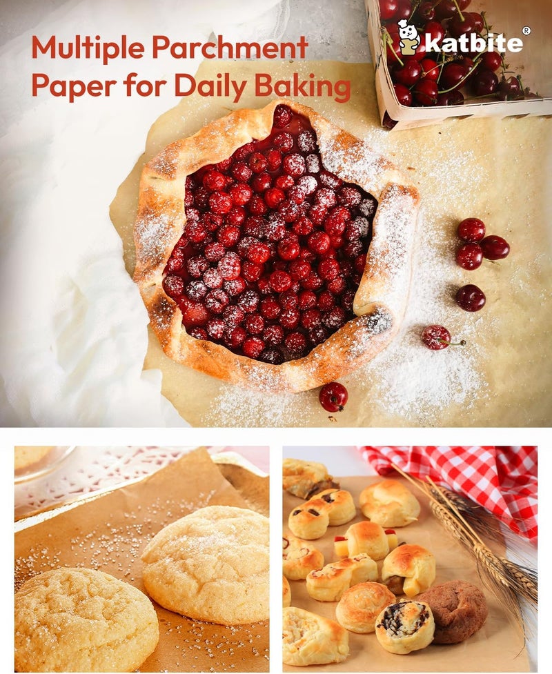 katbite Heavy Duty Baking Paper Sheets 100 Pcs, 40.6x61cm Precut Parchment Paper for Baking Cookies, Cooking, Grilling Rack, Oven - Image 5