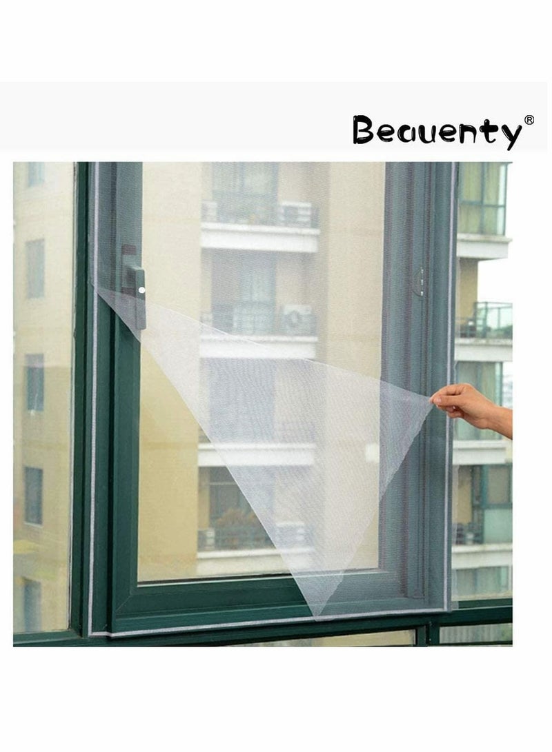 Premium DIY Self-Adhesive Window Screen with Hook Tape & Cleaning Brush, Removable Bug & Mosquito Net, Fits Any Size (1.5M x 2M, White) - Image 1
