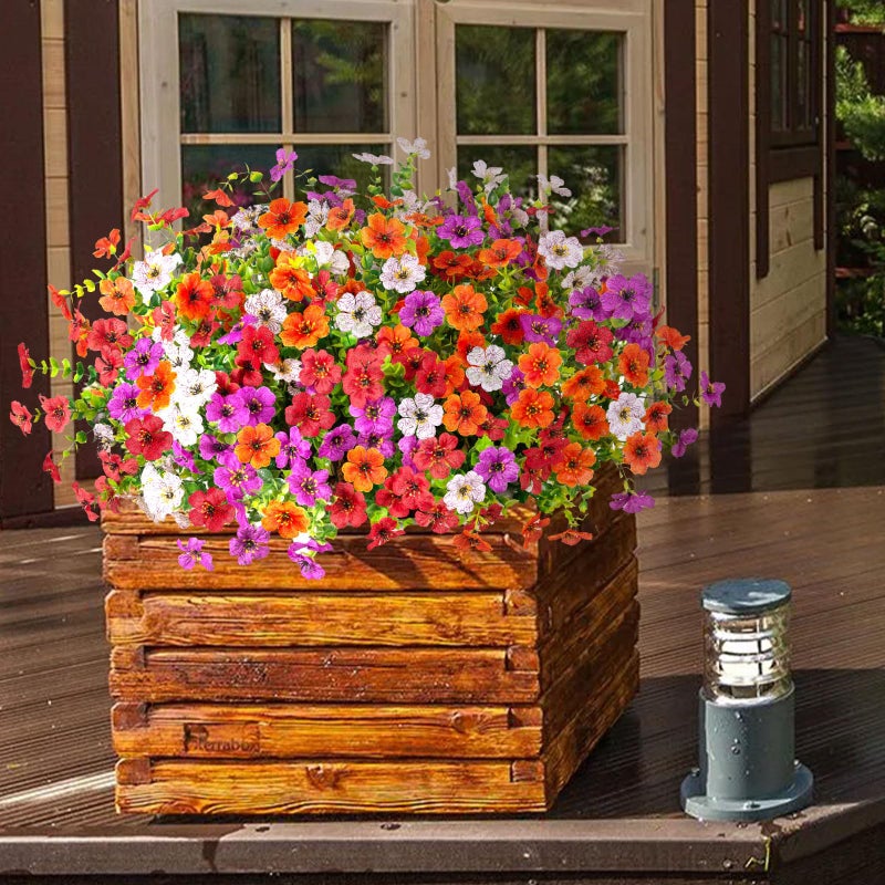 ADXORA 12 Bundles Artificial Flowers,Faux Plants for Spring Summer Decoration, UV Resistant Colorful Violets Eucalyptus for Outside Home Planter Porch Patio Yard DÃ©cor - Image 5