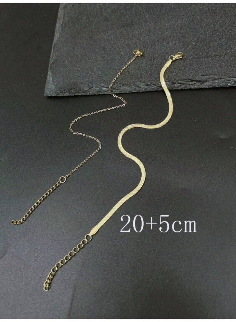 veya A Set Of Two 18K Gold Plated Stainless Steel Anklets With A Minimal Feminine Design That Never Fades. - Image 2