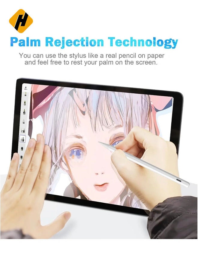 هوها قلم رصاص لـ iPad ، ورفض النخيل القلم القابل لإعادة شحن الدقة العالية والحساسية المتوافقة مع iPad 2018 ~ 2023 (iPad 10/9/8/7/6 ، iPad Pro/iPad Mini/iPad Air)  - Image 2