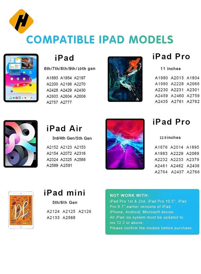 هوها قلم رصاص لـ iPad ، ورفض النخيل القلم القابل لإعادة شحن الدقة العالية والحساسية المتوافقة مع iPad 2018 ~ 2023 (iPad 10/9/8/7/6 ، iPad Pro/iPad Mini/iPad Air)  - Image 5