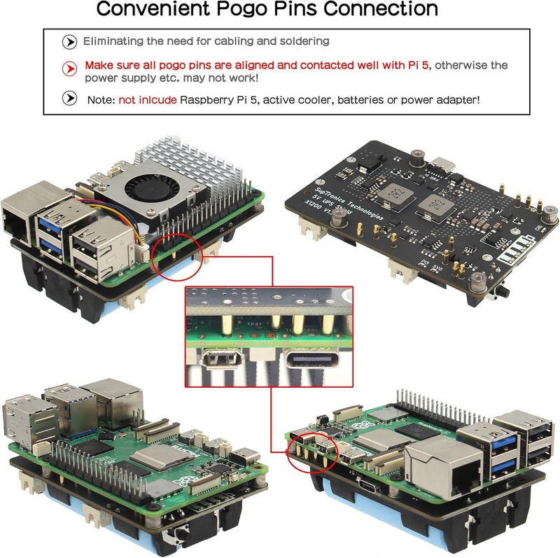 Geekworm X1200 5V UPS Shield for Raspberry Pi 5, with Max 5.1V 5A Output & Auto Power On & Safe Shutdown & Power Loss Detection Function - Image 4