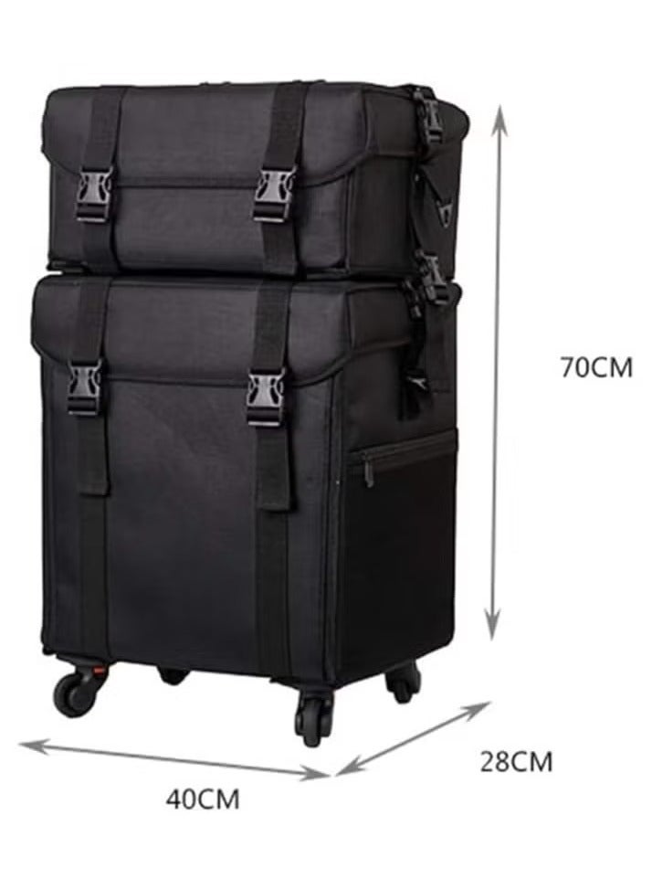 XiuWoo Cosmetic Cases Professional 2 in 1 Wheeled Trolley Makeup Case with Large Capacity, Cosmetic Stroage Trolley High capacity Universal wheel detachable Professional makeup artist storage box  - Image 4