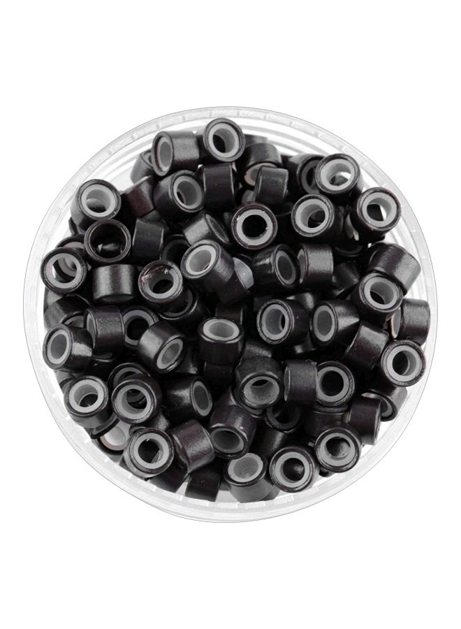 NIBEMINENT 500-Piece Lined Micro Ring Hair Extensions Beads Black 4millimeter