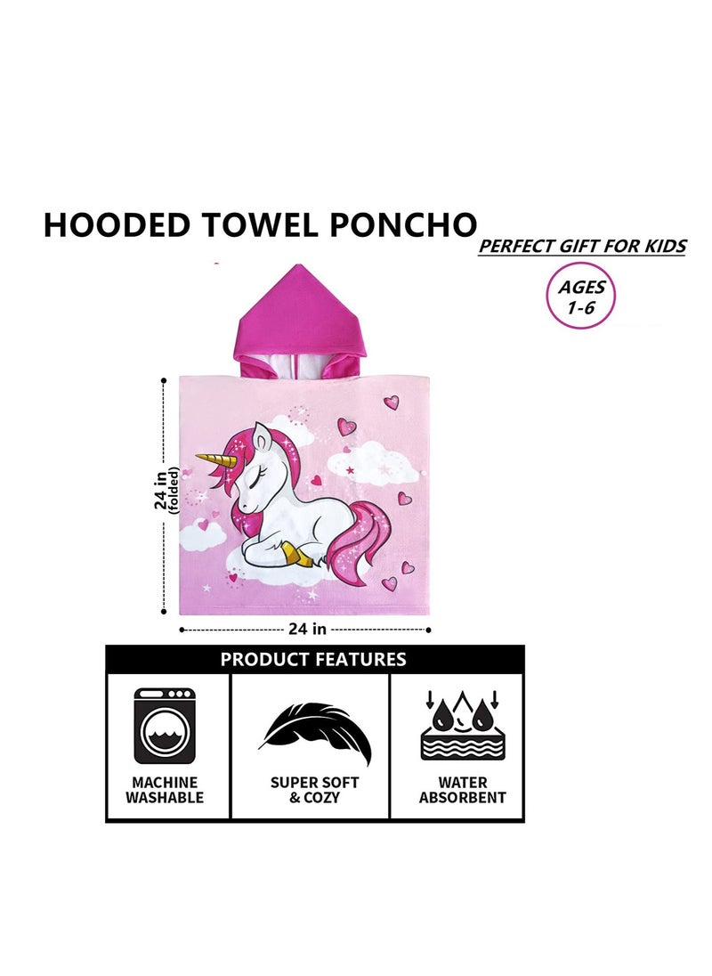 SYOSI Kids Bath Towel for 1-6 Years Toddler, 1Pcs Kids Hooded Towel, Microfiber Bath Towel Super Soft Robe Poncho Bathrobe, Boys Girls Swimming Beach Holiday Water Playing Pool Bath Coverups (3D Unicorn)  - Image 3