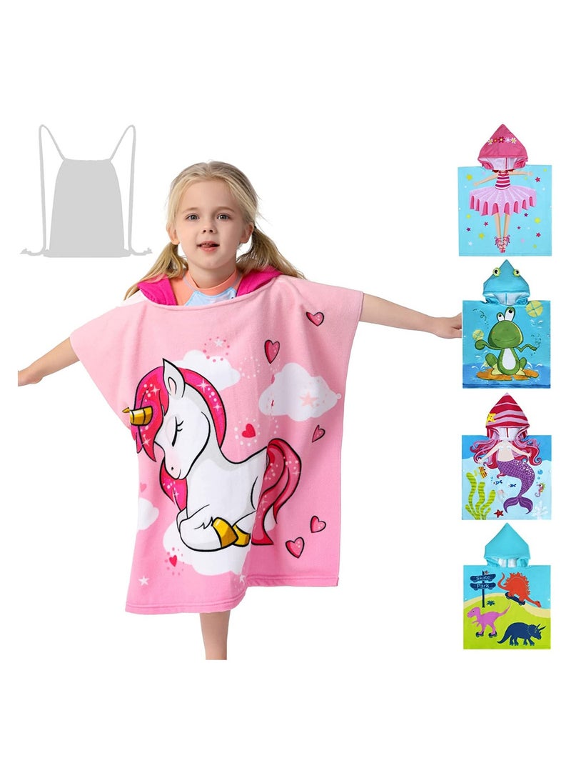 SYOSI Kids Bath Towel for 1-6 Years Toddler, 1Pcs Kids Hooded Towel, Microfiber Bath Towel Super Soft Robe Poncho Bathrobe, Boys Girls Swimming Beach Holiday Water Playing Pool Bath Coverups (3D Unicorn)  - Image 2
