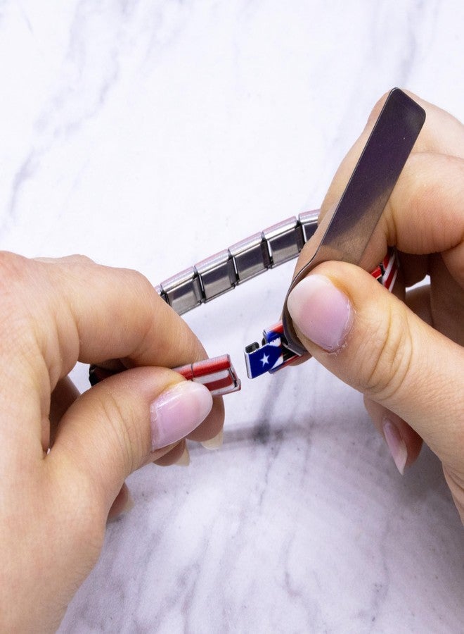 Fablinks Italian Charm Bracelet, 9mm Stainless Steel Flag Charms Link Bracelets for Women, Expandable Stretch Modular Country Jewelry for Men (Puerto Rico) - Image 4