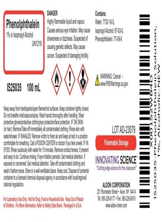 ALDON Phenolphthalein Solution, 1%, Alcoholic - The Curated Chemical Collection - Image 2