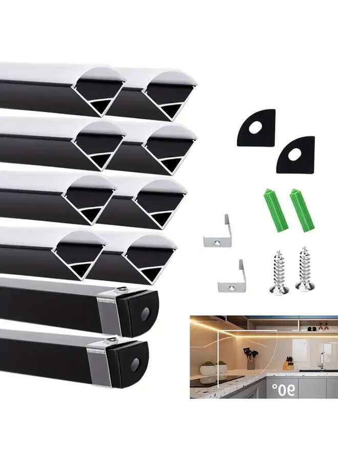 Silver Aluminum V Shaped LED Channel System With White Cover 10pcs 1.65ft Right Angle Slot Corner Light Housing For Strip Lights - Image 1