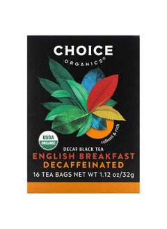 Choice Organic Teas Choice Organic Teas, Decaf Black Tea, English Breakfast, 16 Tea Bags, 1.12 oz (32 g)  - Image 1
