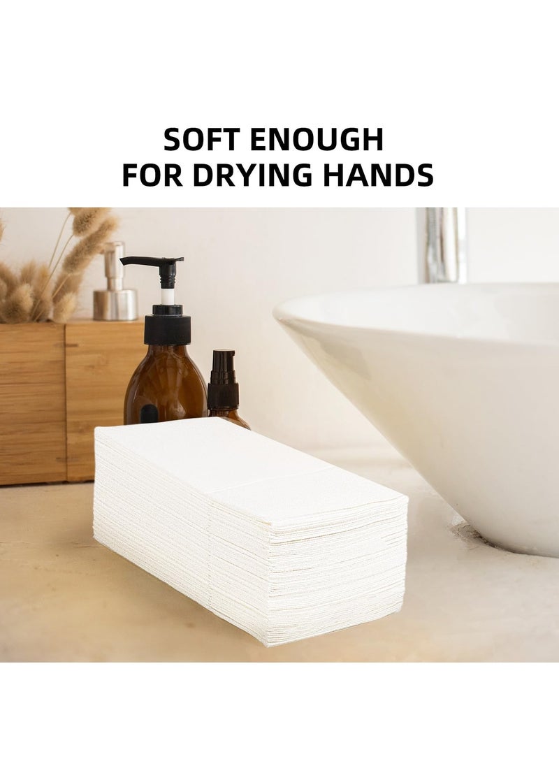 D&L White Dinner Napkins Disposable Cloth Like Paper Napkins Folded With Pocket 50 Pcs Guest Hand Towels For Party Decoration Wedding Reception Bathroom Kitchen Party 16.5 x 16.5 Inch  - Image 4