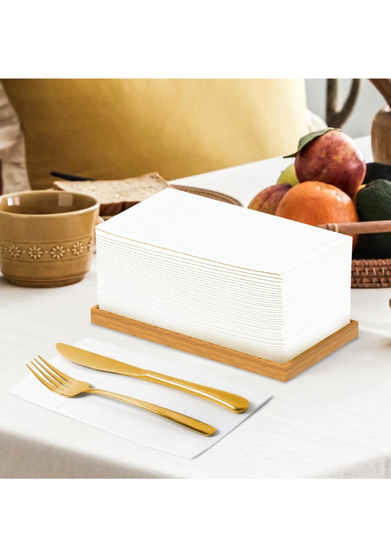D&L White Dinner Napkins Disposable Cloth Like Paper Napkins Folded With Pocket 50 Pcs Guest Hand Towels For Party Decoration Wedding Reception Bathroom Kitchen Party 16.5 x 16.5 Inch  - Image 5