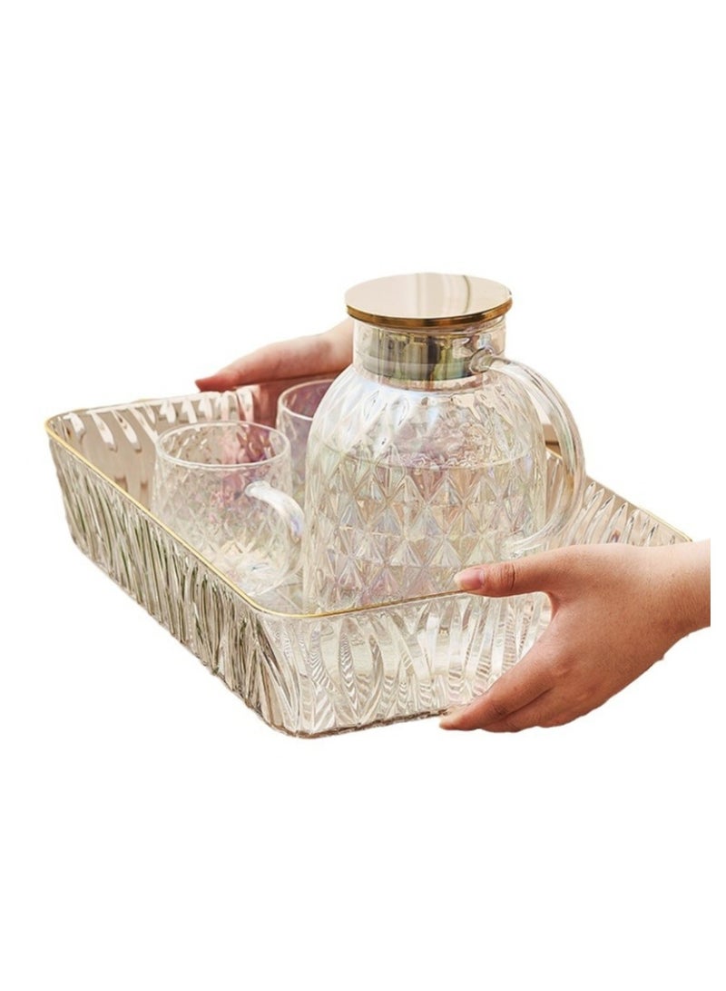 1 Pack  Large Size Acrylic Serve Tray Fruit Tray Organizer Tray Coffee Tea Tray  - Image 2