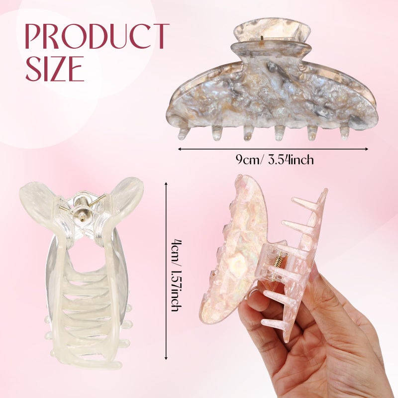 Yuxung 8 Pcs Large Acrylic Hair Claw Clips for Women Non-slip Strong Hold Jaw Clamps for Thick Thin Hair(French,Dazzling Color) - Image 2