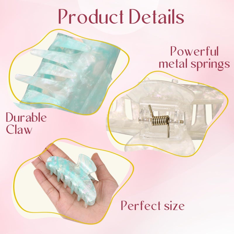 Yuxung 8 Pcs Large Acrylic Hair Claw Clips for Women Non-slip Strong Hold Jaw Clamps for Thick Thin Hair(French,Dazzling Color) - Image 3