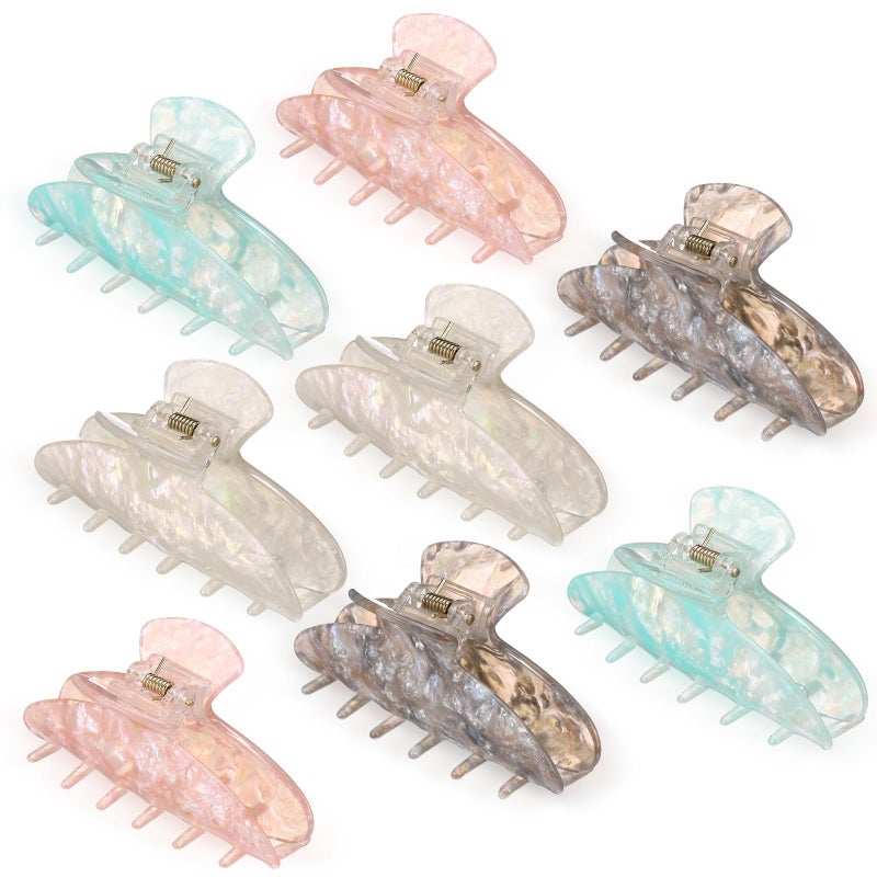 Yuxung 8 Pcs Large Acrylic Hair Claw Clips for Women Non-slip Strong Hold Jaw Clamps for Thick Thin Hair(French,Dazzling Color) - Image 1
