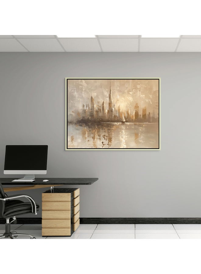 Art Decor Art Decor Framed Canvas Abstract Painting Print of Dubai Skyline Neutral Brown Colors Dubai Wall Art Print Wall Decor for Office Living Room Bedroom Gifting - Image 3