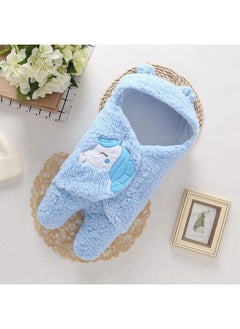 Brandonn Flannel 06 Months Hooded Swaddle Wrapper Blanket Sky Blue Lightweight  - Image 4