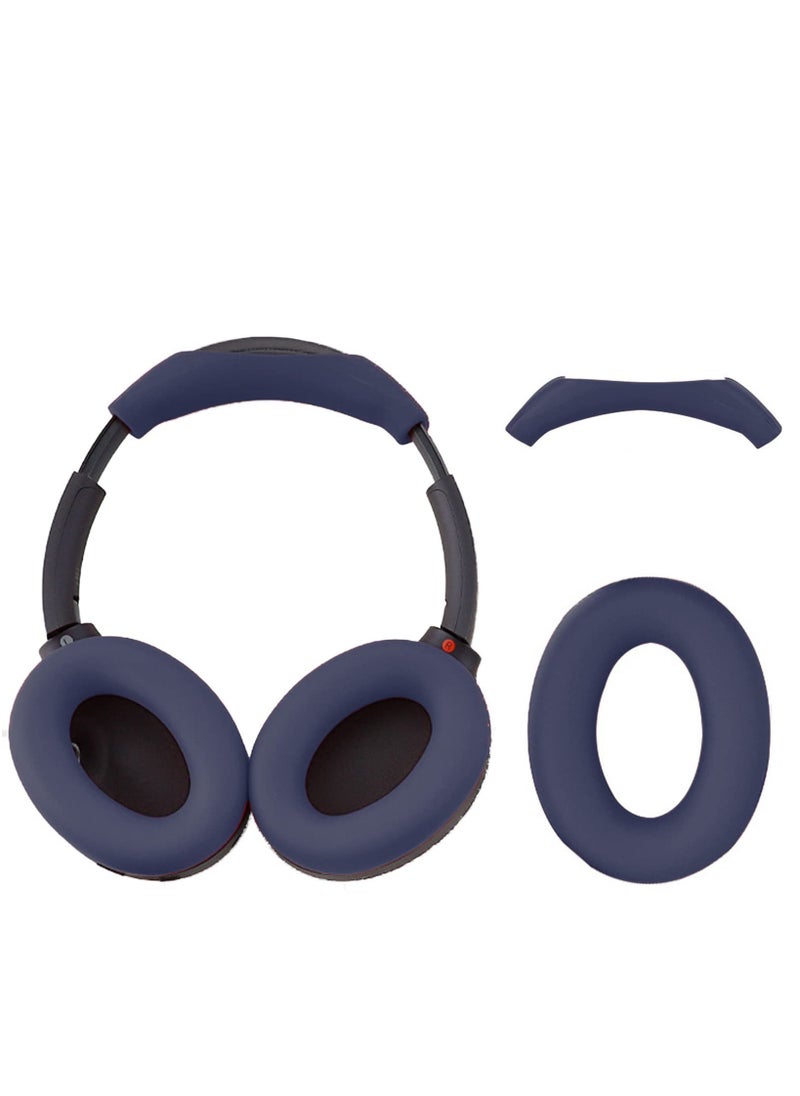 Generic - [Set of 2] Ear Pads Protective Case/Head Beam Sleeve Compatible with Sony WH-1000XM4/3 Silicone Ear Pads Headphones For Over Ear Headphones - Blue - Image 1