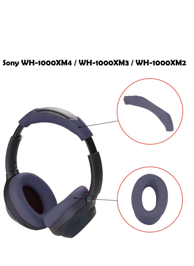 Generic - [Set of 2] Ear Pads Protective Case/Head Beam Sleeve Compatible with Sony WH-1000XM4/3 Silicone Ear Pads Headphones For Over Ear Headphones - Blue - Image 1