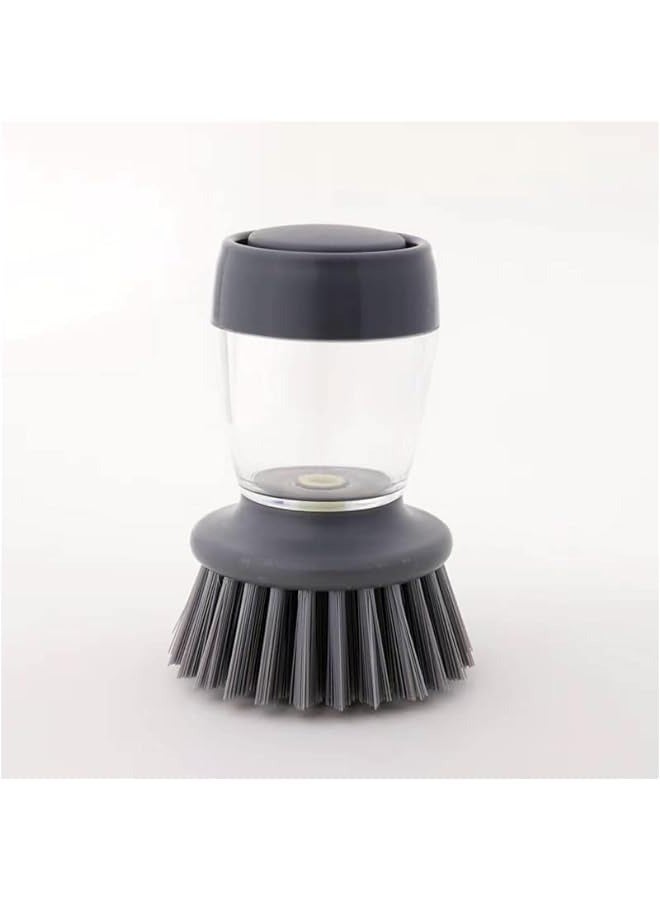 Kitchen Brush for Cleaning Dishes, Pots, and Sinks - Soap Dispensing Palm Brush with Complimentary Bracket (Black) - Image 2