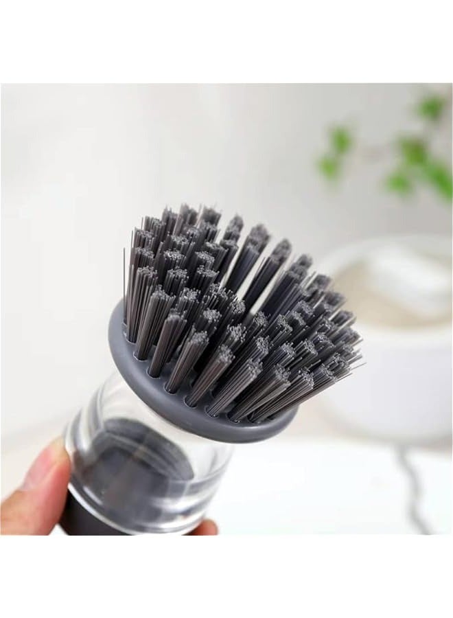 Kitchen Brush for Cleaning Dishes, Pots, and Sinks - Soap Dispensing Palm Brush with Complimentary Bracket (Black) - Image 4