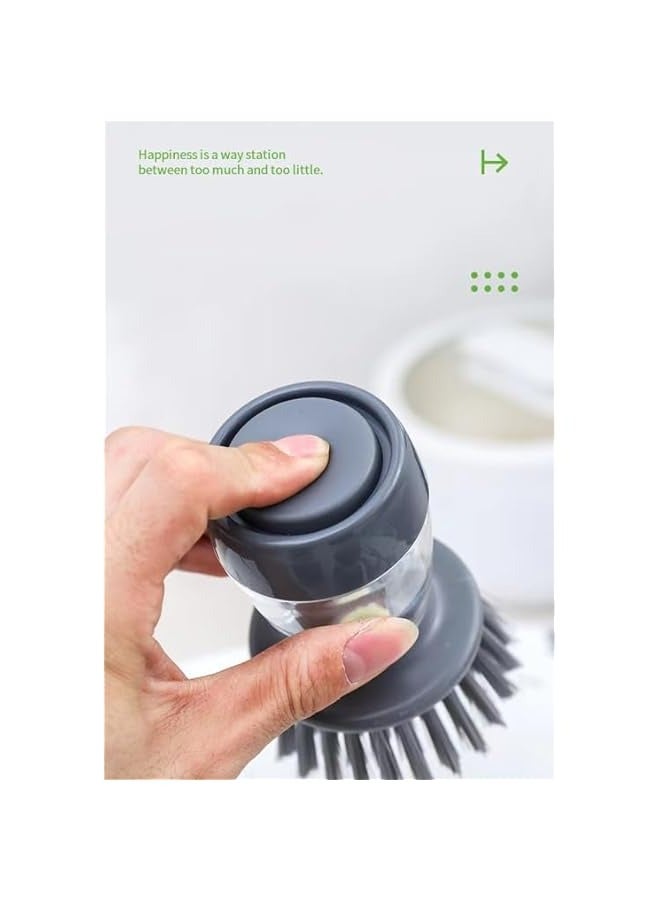 Kitchen Brush for Cleaning Dishes, Pots, and Sinks - Soap Dispensing Palm Brush with Complimentary Bracket (Black) - Image 5
