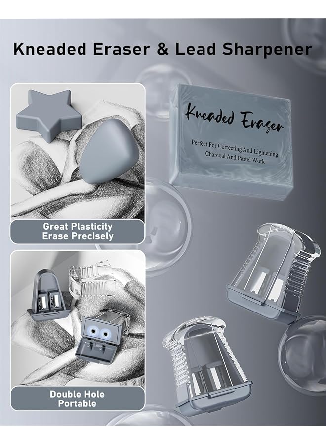 إيروريكس مجموعة أقلام رصاص ميكانيكية فنية مكونة من 25 قطعة مع حافظة و3 أقلام رصاص معدنية للفنانين بقياس 0.5 و0.7 و0.9 مم و3 أقلام بقياس 2 مم وحامل أقلام Hb و2H و2B و4B ملونة مع 432 قطعة من عبوات الرصاص الجرافيت للرسم - Image 4