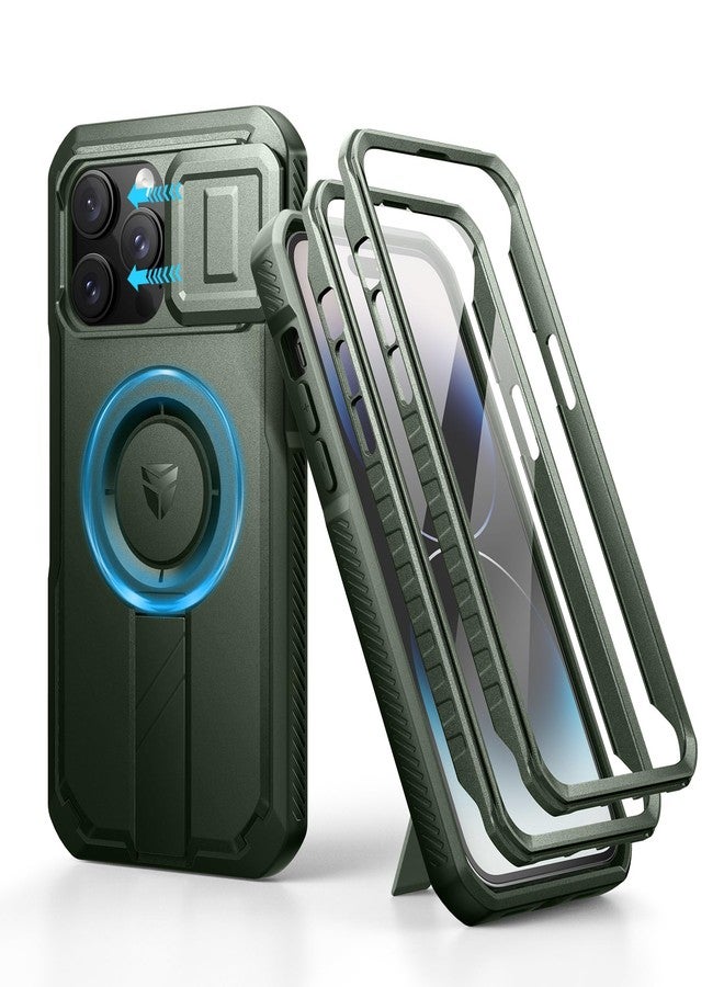 Dexnor for iPhone 14 Pro Max Case with Slide Camera Cover & Adjustable Kickstand & Built-in Screen Protector, Magnetic Rugged Shockproof Bumper Cases Heavy-duty Magnetic Protective Cover,Army Green - Image 1