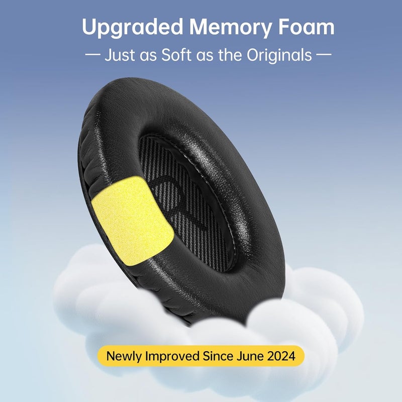 Aurivor وسادات أ��ن بديلة من Aurivor لسماعات Bose Quiet-Comfort QC 35 (ii) 25 15 2، وسادة مقاومة للتمزق لسماعات QC35 (ii) QC25 QC15 QC2 SoundTrue/SoundLink AE2/AE2i/AE2w حول الأذن (أسود) - Image 3