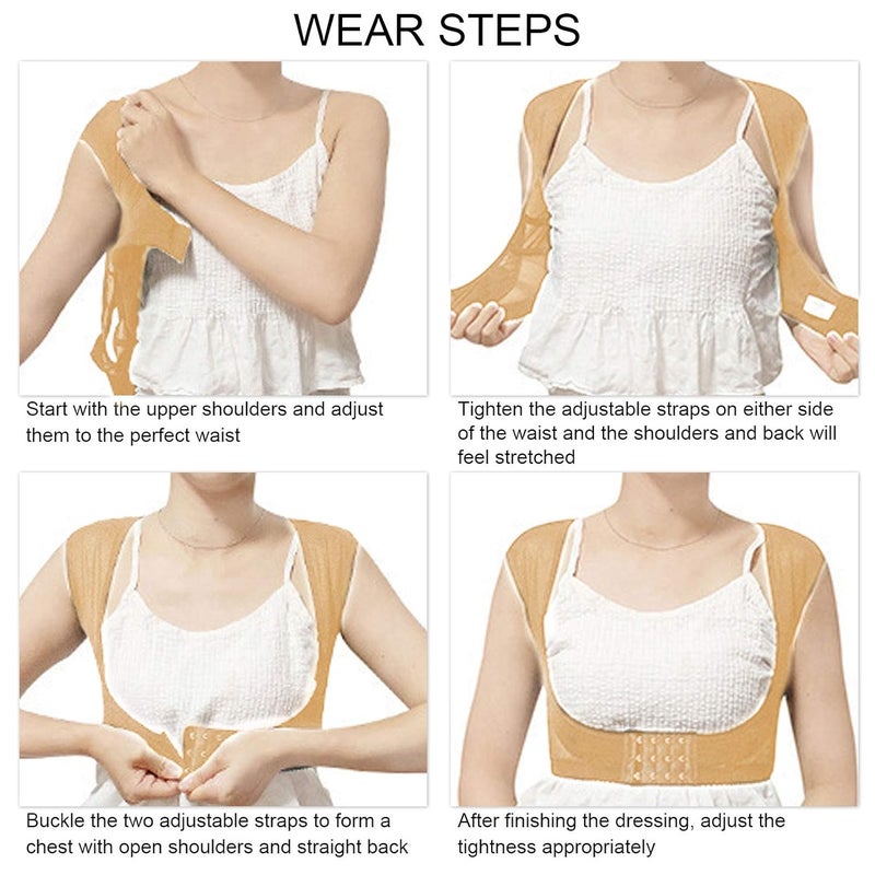 woobles Posture Corrector Chest Support Body Vest Shaper Back Brace Straightener Shoulder Upright Support Trainer for Women and Men Body Correction and Neck Pain Relief L Skin L Skin - Image 3