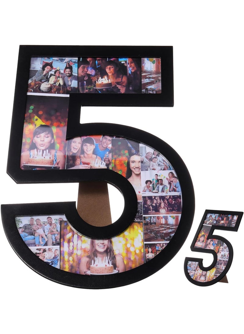 Qunclay Qunclay 15 Inch Number 5 Photo Frame Personalized Digital Photo Collage with Stand Support DIY Picture Furniture Decor Gift for Birthday Anniversary Wedding  - Image 1