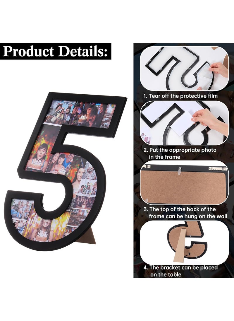 Qunclay Qunclay 15 Inch Number 5 Photo Frame Personalized Digital Photo Collage with Stand Support DIY Picture Furniture Decor Gift for Birthday Anniversary Wedding  - Image 3