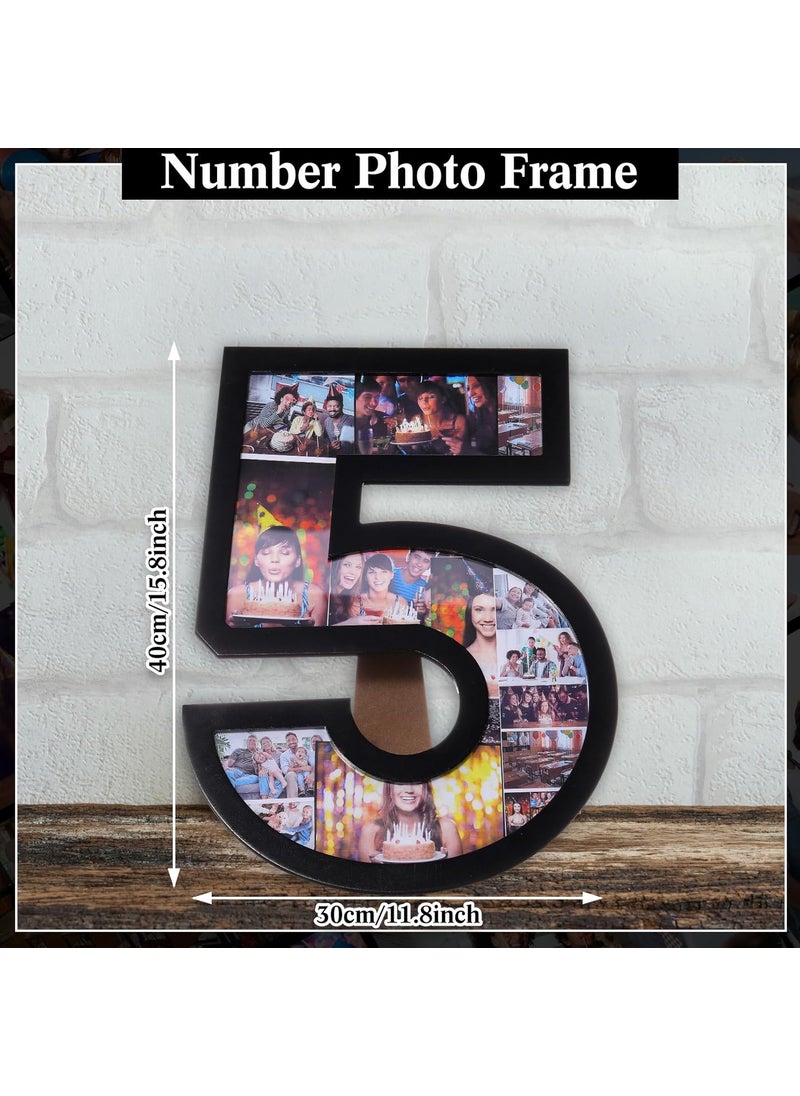 Qunclay Qunclay 15 Inch Number 5 Photo Frame Personalized Digital Photo Collage with Stand Support DIY Picture Furniture Decor Gift for Birthday Anniversary Wedding  - Image 2