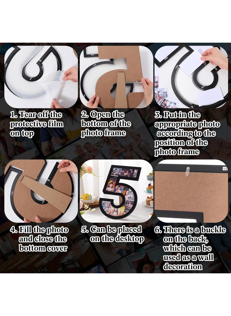 Qunclay Qunclay 15 Inch Number 5 Photo Frame Personalized Digital Photo Collage with Stand Support DIY Picture Furniture Decor Gift for Birthday Anniversary Wedding  - Image 4