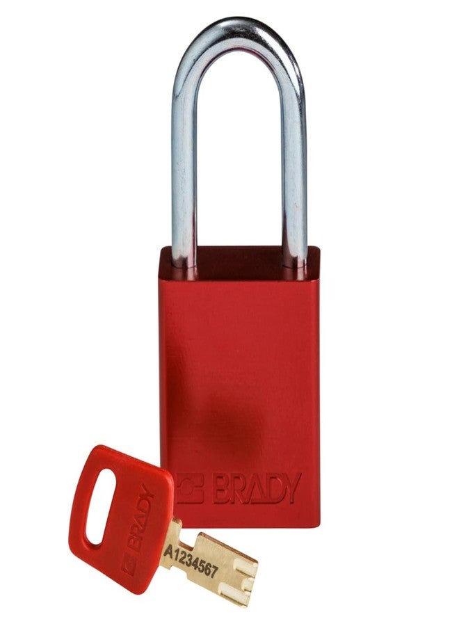 Brady SafeKey Lockout Padlock Aluminum Red 1.5" Steel Shkl Keyed Different - Image 1