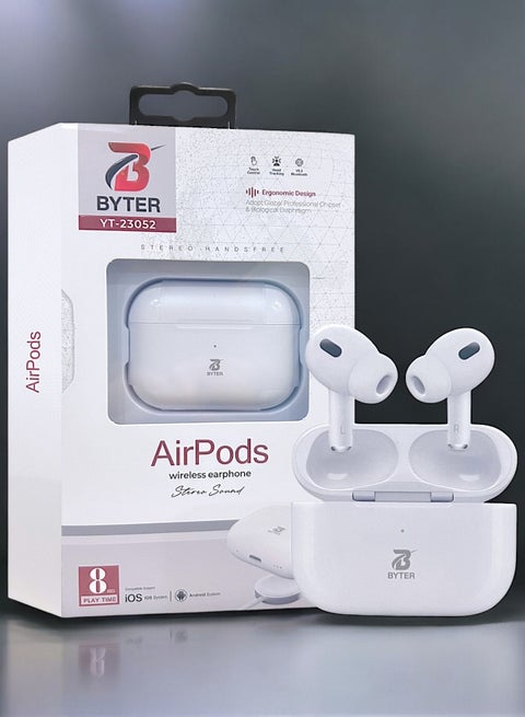 سماعة Pro ايربودز برو AirPods بجودة عالية الجيل الثاني YT-23052, سماعة لاسلكية بلوتوث تدعم الشحن اللاسلكي تتميز بصفاء الصوت وعزل الضوضاء تعمل على جميع الجوالات مثل آيفون, جالكسي, هواوي