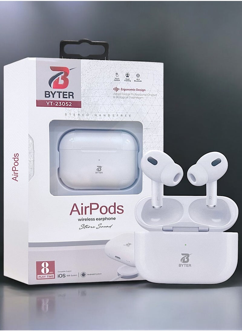 BYTER - YT-23052 High quality first generation Bluetooth headset, a wireless Bluetooth headset that supports wireless charging and is characterized by clear sound and noise isolation. It works on all mobile phones such as iPhone, Galaxy, Huawei - Image 1