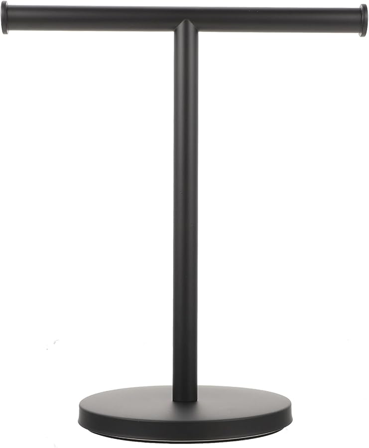 Matte Black Stainless Steel Standing Towel Holder Vertical Rack For Bathroom Vanity Kitchen - Image 1