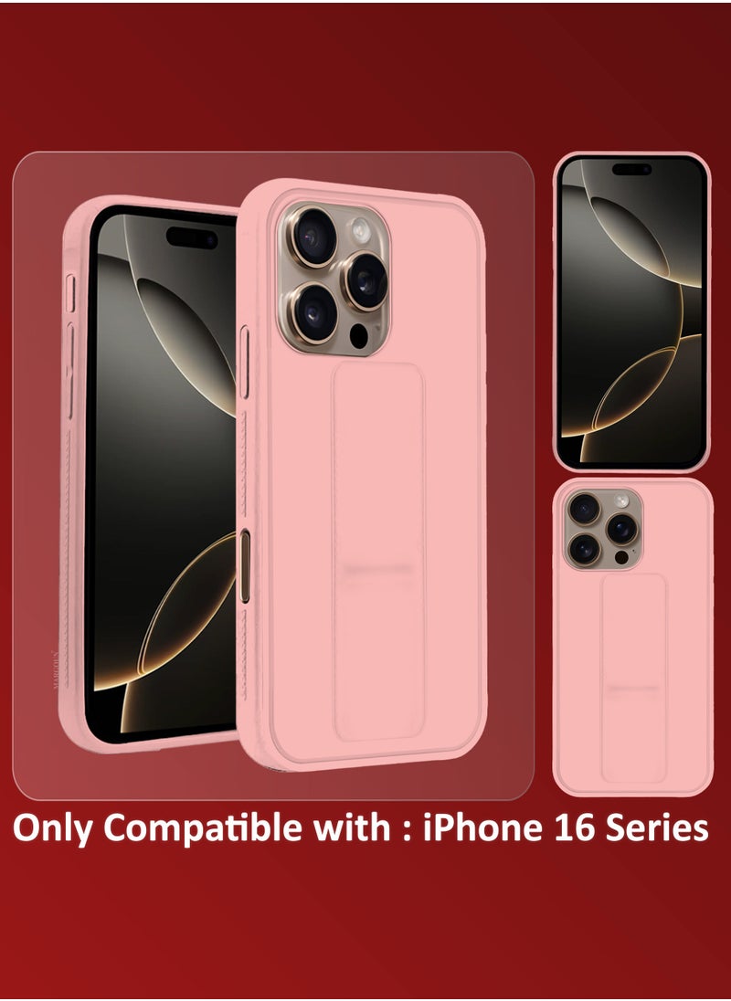 CATANES - (for Apple iPhone 16 Pro Max) 3Packs, Case  PU Leather Back Cover Stand Function Finger Grip Case Cover with Shock Proof Screen Protector / Pink - Image 1