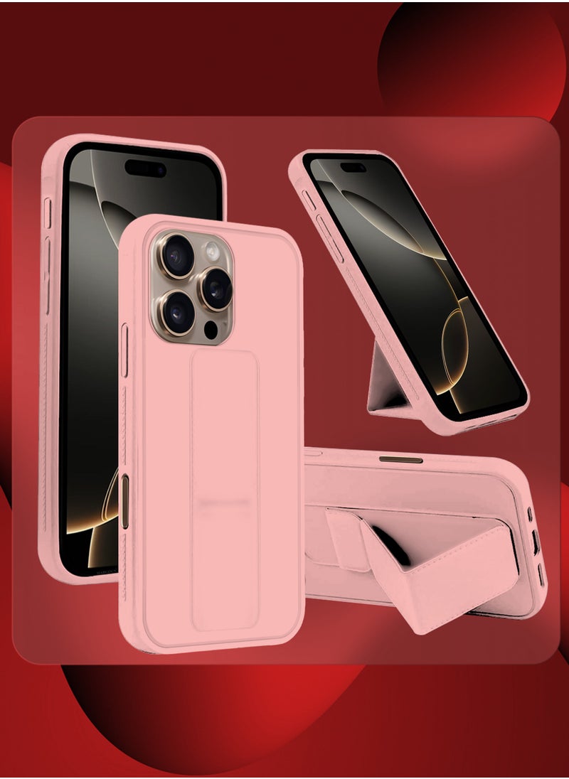 CATANES - (for Apple iPhone 16 Pro Max) 3Packs, Case  PU Leather Back Cover Stand Function Finger Grip Case Cover with Shock Proof Screen Protector / Pink - Image 1