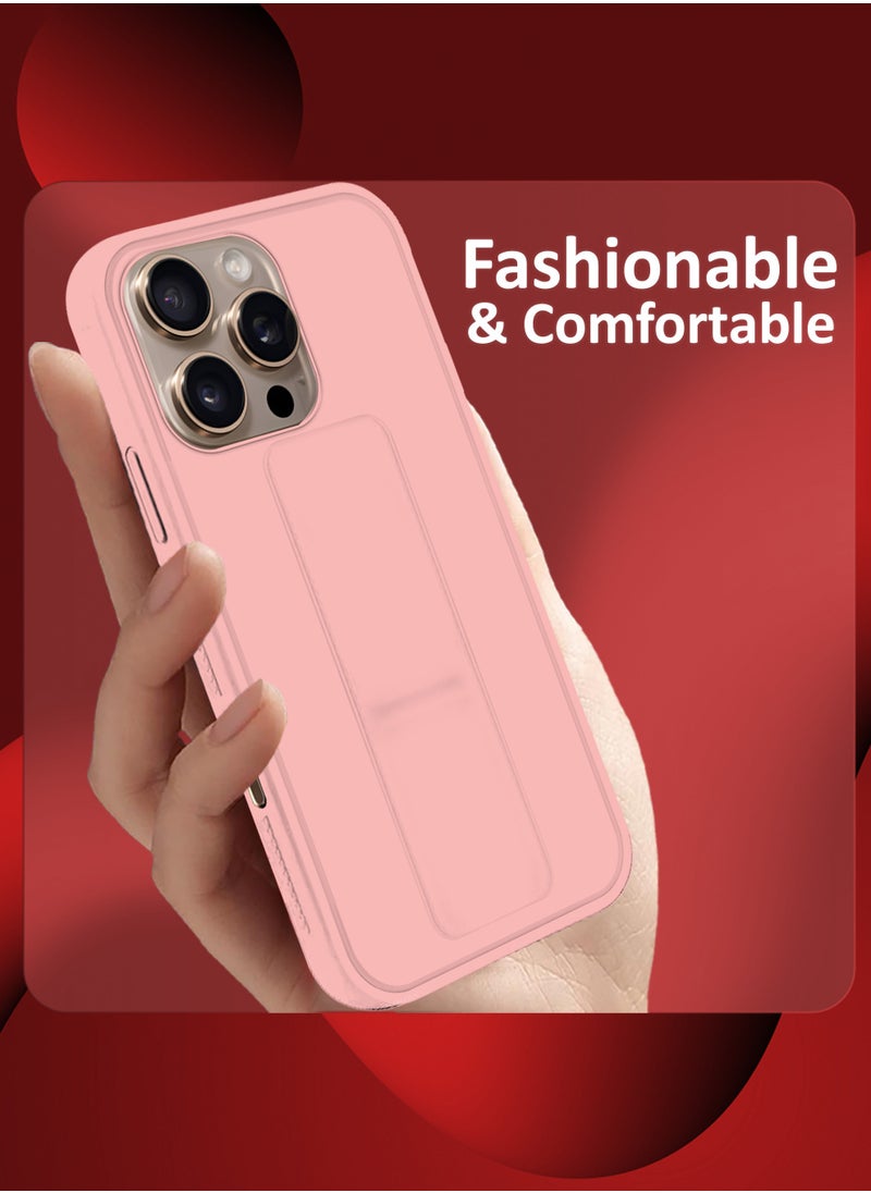 CATANES - (for Apple iPhone 16 Pro Max) 3Packs, Case  PU Leather Back Cover Stand Function Finger Grip Case Cover with Shock Proof Screen Protector / Pink - Image 1