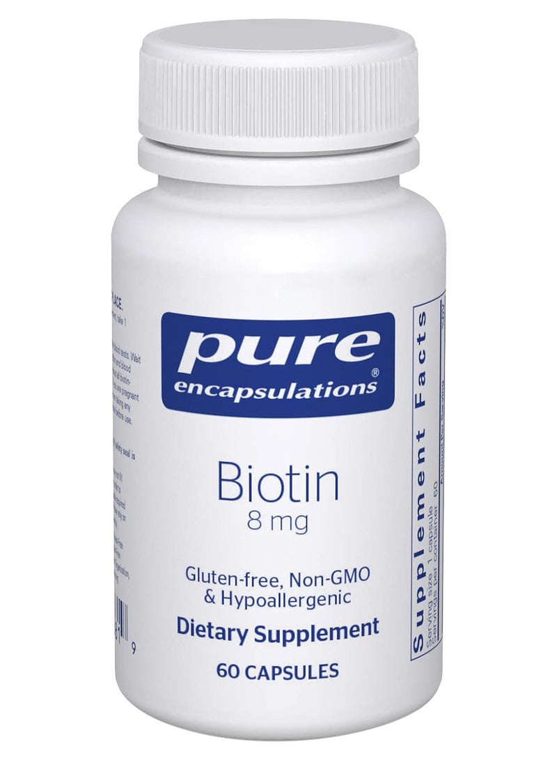 Pure Encapsulations Biotin 8 Mg Hypoallergenic B Vitamin Supplement 60 Capsules - Image 1