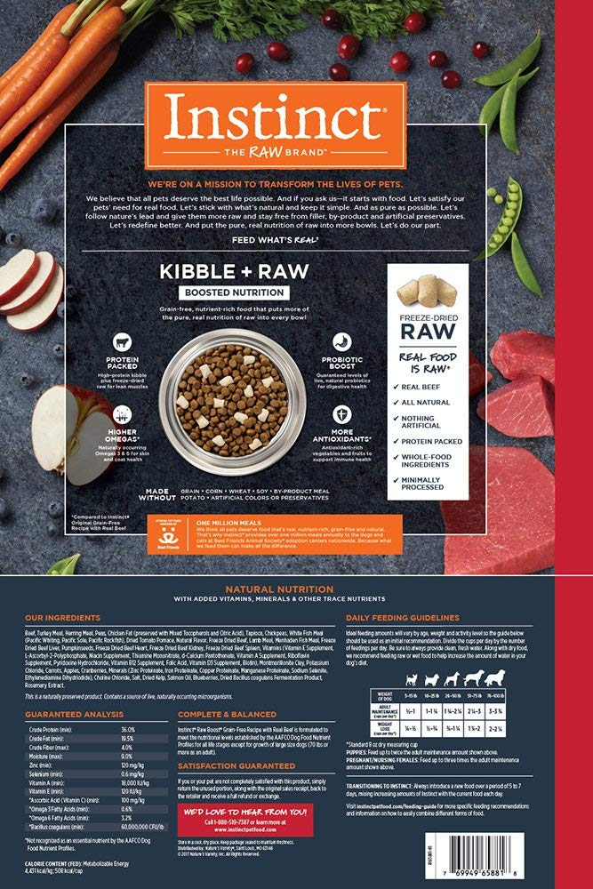 Instinct Raw Boost, Natural Dry Dog Food with Freeze Dried Pieces, High Protein, Grain Free Recipe - Real Beef, 10 lb. Bag - Image 2